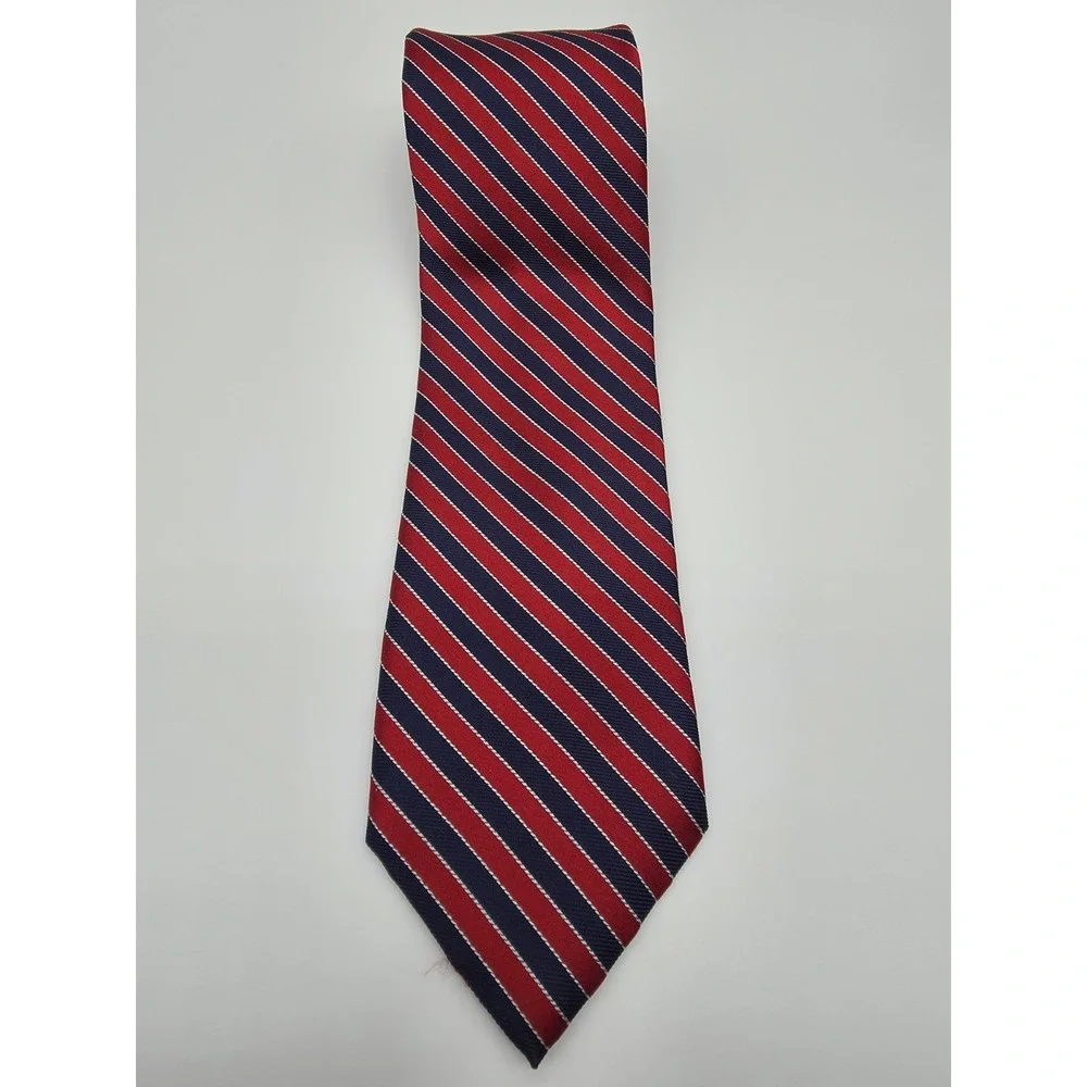 Nautica Tie Mens Red White Blue Silk Striped Necktie 59
